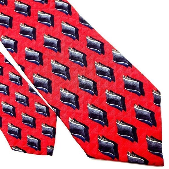 JZ Richards Nordstrom Silk Tie Red‎ Geometric Print - Picture 1 of 7